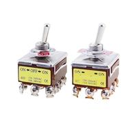E-TEN 403 Rocker Button Switch 12Pin ON-OFF-ON Silver Contact Copper Pin 12mm 250V 15A 10Pcs(E-TEN 403 ON-OFF-ON)
