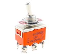 E-TEN1322 15A/250V 6 Pin Switch Cap On-Off-On Miniature Toggle Switches Orange 10Pcs