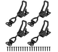 E-TING 4Pack Toggle Clamp Latch 397Lbs Holding Capacity 4002 Pull Latch Clamps Black Adjustable Quick Release Hasp Clamps for Smoker Cabinet Boxes Case Trunk Jig, Metal Toggle Latch Catch Set