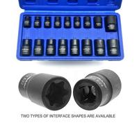E-Torx Socket Set 17Pcs 3/8" & 1/2" Drive E5 To E24 Female Impact Sockets Tool