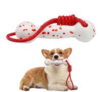 E-TPU Floating Dog Fetching Toys with Nylon Rope, Interactive Medium & Large Dog Water Pool Toys, Bumper Shape Puppy Retrieving Dummy for Training Exercise Fun (Green and White) (Red and White)