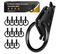 E-Track O-Ring Tie-Down Anchors for E Track Accessories for Enclosed| E-Track Tie-Down System for Secure Motorcycles, Cargo Loads, Bikes in Trailers, Pickups, Vans, Trucks (Pack of 12 Black)