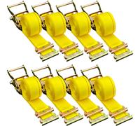 E-Track Ratchet Strap, 8 Pack 2" x 15' E Track Straps 4400 lbs Breaking Strength, w/Polyester Webbing & Spring Fitting & Ratchets, Durable Tie-Downs