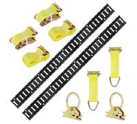 E Track Tie Down Rail Kit, 3FT Heavy Duty Carbon Steel Cargo Securing System, 1000lbs Load Capacity, Includes 2 Rails,O-Ring Anchors and 12FT Rope Tie Downs for Trailer Van Pickup Truck Garage Storage