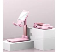 E Trade Portable Mobile Phone Holder - Adjustable Cell Phone Stand with Weighted Base - Foldable Smartphone Stand Compatible for ALL Smart Phone, iPad, Kindle (Pink)
