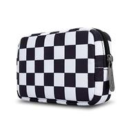 E-Tree 7 inch Canvas Zippered Small Bag, Mini Travel Makeup Carrying Case, Cosmetic Bag, Portable Electronics Accessories Organizer, Tiny Coin Purse Wallet, Checkered, 6" X 1.8" X 4"