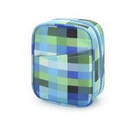 E-Tree Storage Pouch for Small Electronics and Accessories,Tech Bag,Electronic Organizer Case Compatible with MacBook Laptop Charger,Mouse,Cables,Hub,Power Bank,Earphone,Cosmetics (Blue Checkered)