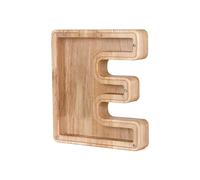 (E) Twenty-six Letter Wooden Piggy Bank Coin Money Solid Wood Saving Box Coins Storage Desktop Ornament Decor Crafts Christmas Gifts
