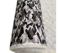 E. U. Fabrics Ltd EU Quilted Fabric Camo Prints - 4oz Waterproof Outdoor Material, Dog and Cats Bedding, Warm Coat & Dress Pre Wadding Water Resistant per Metre Grey/Black 1 Meter x 150cm