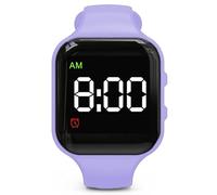 e-vibra Waterproof Potty Training Watch Rechargeable Vibrating Alarm Reminder Watch Silent Wake Up Watch - with Lock (Purple Square)
