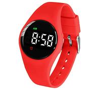 e-vibra Waterproof Vibrating Alarm Rechargeable 15 Alarm Reminder Potty Training Watch with Lock Screen (Red Round)