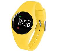e-vibra Waterproof Vibrating Alarm Watch Rechargeable 15 Alarm Reminder Watch Potty Training Watch with Lock Screen (Yellow Round)