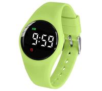 e-vibra Waterproof Vibrating Alarm Watch Rechargeable 15 Alarm Reminder Watch Potty Training Watch with Lock Screen (Green Round)