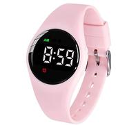 e-vibra Waterproof Vibrating Alarm Watch Rechargeable 15 Alarm Reminder Watch Potty Training Watch with Lock Screen (Pink Round)
