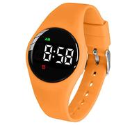 e-vibra Waterproof Vibrating Alarm Watch Rechargeable 15 Alarm Reminder Wristband Potty Training Watch with Lock Screen (Orange Round)