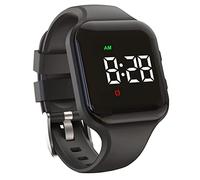 e-vibra Waterproof Vibrating Alarm Watch Rechargeable 15 Alarm Reminder Wristband Potty Training Watch with Lock Screen (Black Square)