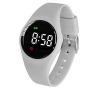 e-vibra Waterproof Vibrating Alarm Watch Rechargeable 15 Alarm Reminder Wristband Potty Training Watch with Lock Screen (Grey Round)