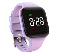 e-vibra Waterproof Vibrating Alarm Watch Rechargeable 15 Alarm Reminder Wristband Potty Training Watch with Lock Screen (Purple Square)