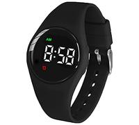 e-vibra Waterproof Vibrating Alarm Watch Rechargeable 15 Alarm Reminder Wristband Potty Training Watch with Lock Screen (Black Round)