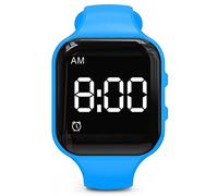 e-vibra Waterproof Vibrating Alarm Watch Silent Medical Reminder Watch - with Timer and 15 Daily Alarms (Blue Square - Waterproof)