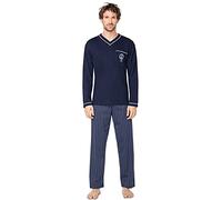 e.VIP Men's Long Pyjama Set Jim L 683 Made of Pure Cotton - Color: Navy - XL