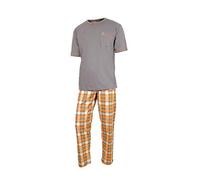 e.VIP Men's Pyjama Set Luke 327 100% Cotton - Orange - L