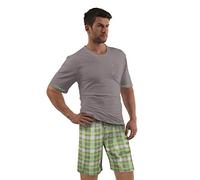 e.VIP Men's Short Pyjama Set Luke S 295 Made of Pure Cotton Grey/GreenXXXL