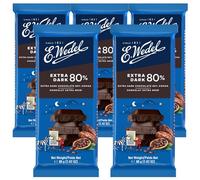 E.Wedel Chocolate Bars Extra Dark Chocolate 80%, 80g, Made in Poland, Dark Chocolate Bars Multipack, Cocoa from Ghana Pack of 5