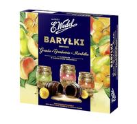 E.Wedel Chocolate Box Happy Barrels Liqueur Chocolates Gift Box, Pack of 1 x 200g, Chocolate box with Alcoholic Filling, Luxury Chocolates Gift Box (Full Size, Peach Pear and Mirabelle)