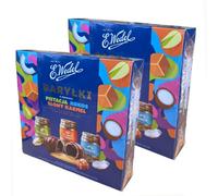 E.Wedel Chocolate Box | Happy Barrels Liqueur Chocolates Gift Box | Pack of 2 x 200g, Chocolate box, Luxury Chocolates Gift Box (Pack of 2, Pistachio, Coconut)