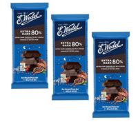 E.Wedel Dark Chocolate Bar | Extra Dark Chocolate Gift 80%, Pack of 3 x 80g, Made in Poland, Multipack, Cocoa from Ghana
