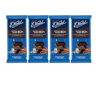E.Wedel Extra Dark Chocolate Bars 80%, 80g, Pack of 4