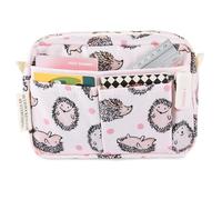 E-WEICHEN Multiple Pockets Portfolio Organizer with Zippered, Makeup Bag Travel Essentials for Women, Simple Waterproof Stationery Pencil Pouch Bag for Journal Office Art Supplies.Pink Hedgehog