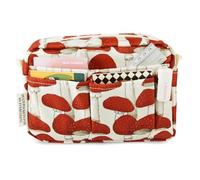 E-WEICHEN Multiple Pockets Portfolio Organizer with Zippered, Makeup Bag Travel Essentials for Women, Simple Waterproof Stationery Pencil Pouch Bag for Journal Office Art Supplies.Red Mushroom