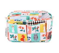 E-WEICHEN Multiple Pockets Portfolio Organizer with Zippered, Makeup Bag Travel Essentials for Women, Simple Waterproof Stationery Pencil Pouch Bag for Journal Office Art Supplies.Grid Cloth