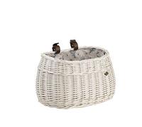 e-wicker24 Alles aus Weide Bicycle Basket for One Bike Retro Vintage Style Beige Wicker Bicycle Basket for Handlebars with Wind Protection 46 cm Wicker for One Bike