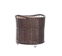 e-wicker24 Alles aus Weide Dark Brown Wicker Log Basket on Wheels Vintage Round Log Baskets for Wood Burner Indoor Log Store Rustic Log Holders for Fireplace Retro Wood Store for logs inside