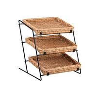 e-wicker24 Alles aus Weide Tiered Display Stand Natural Wicker Confectionery Display Stand Vegetable Rack for Shop Food Display Stands for Buffet 3 Tier Fruit Basket Wicker Sweet Stand