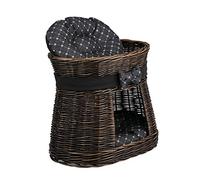 e-wicker24 Alles aus Weide Wicker Indoor Igloo Cat Bed Cave Double Cat Bed pet Cave Indoor Cat House with Bed on Top Cosy Cave Bed Cat Sofa Box Wicker Cat Basket Grey 50x40x45cm