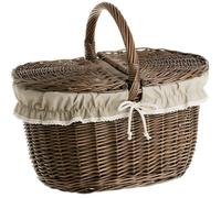 e-wicker24 Alles aus Weide Wicker Picnic Basket with Lid Vintage Fruit Basket Hamper Box Woven Bin with Lid Retro Picnic Hamper Gift Natural Picnic Basket for 2 Wicker Baskets with Lid