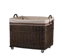 e-wicker24 Alles aus Weide Wicker Storage Basket on Wheels Woven Storage Toy Box Vintage Log Baskets for Wood Burner Indoor Log Store Rustic Log Holders for Fireplace Retro Wood Store for logs inside