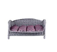 e-wicker24 Animal Basket Dog Basket Warehouse Made of Willow for Dogs Cats with Soft Cushion Deck Chair for Animals Cat Storage Dog Bed Cat Bed (Grey/Grey, 74 x 52 cm, H39)