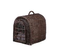 e-wicker24 Wicker Cat Box Carrier Stylish Kitten Carrier with Handle Cat Baskets Carrier Dark Brown Natural Pet Carrier with Doors Small Dog Bag Car Dog Crate Cat Cages Indoor