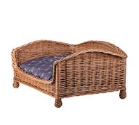 e-wicker24 Wicker Dog Bed - Raised, Comfortable & Luxury Dog Sofa