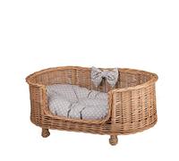 e-wicker24 Wicker Dog Bed - Raised, Comfortable & Luxury Dog Sofa - Polka Dot, 79 x 51 cm, H31