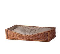 e-wicker24 Wicker Dog Bed Raised Dog with Soft Pillow Calming Animal Comfortable Luxury Sofa Pet Cosy Bed for animals Natural Woven White