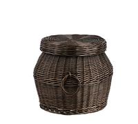 e-wicker24 Wicker Laundry Basket with Lid Wicker Bathroom Bin with Lid Dirty Clothes Basket Laundry Wicker Storage Basket with Lid Laundry Box Washing Hamper Woven Laundry Basket with Lid (Dark Brown)