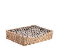 e-Wicker24 Wicker Pet Bed with Soft Pillow - Rectangular, Calming, Comfortable for Dogs and Cats - Raised Bed