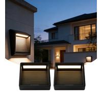 E-Yards Solar Fence Lights Outdoor, Bright Step Lights, IP65 Waterproof, 3000K Warm-White, Equipped with 19 LED for Patio Garden Backyard Garage Driveway Pathway Outside Wall Lighting (2-Pack)