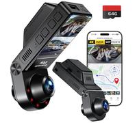 E-YEEGER Dash cam 360° Panorama, 4K+2.5K DashCam, 2" IPS Mini Car Camera GPS with WiFi, 64 GB SD Card, HDR, Night Vision, 24-Hour Parking Mode, Loop Recording